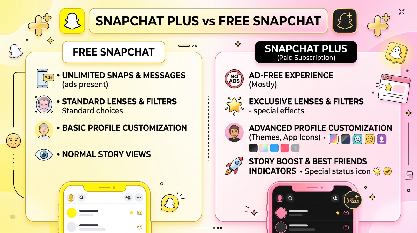 Snapchat Plus vs Free Snapchat